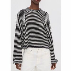 Madewell Striped Curved Long-Sleeve Balloon-Sleeve Tee